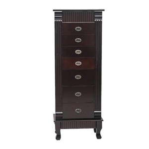Standing Jewelry Armoire Cabinet with Mirror and Multi-Compartment Storage, Large Organizer Chest with 7 Drawers and Necklace Hooks - 1 of 4