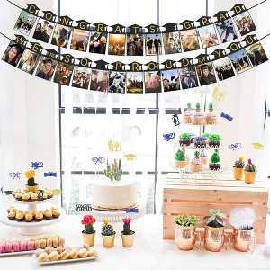 Whizmax 48 Pcs Graduation Cupcake Toppers and 2 Pack Black Gold Photo Banner, 8 Different Kinds of Graduation Cupcake Picks - 1 of 4