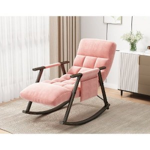 CENGHU Casual Folding Rocking Chair Upholstered, Lounge Rocking Chair Adjustable High Back and Foot Rest, Modern Accent Recliner Chair for Adults - 1 of 4