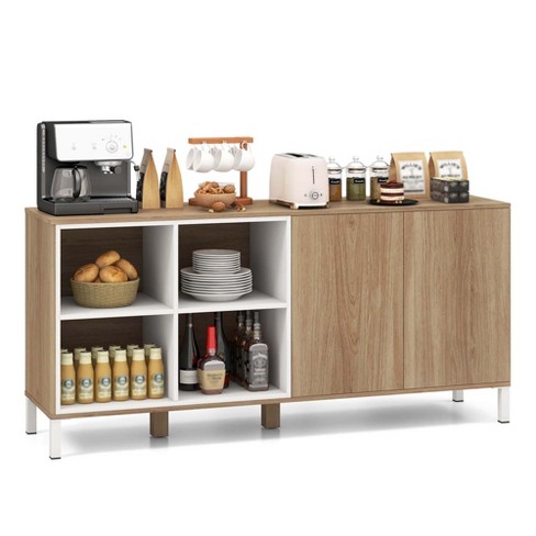 Costway 63" Buffet Sideboard Kitchen Storage Cabinet with 4 Compartments Adjustable Shelf - image 1 of 4