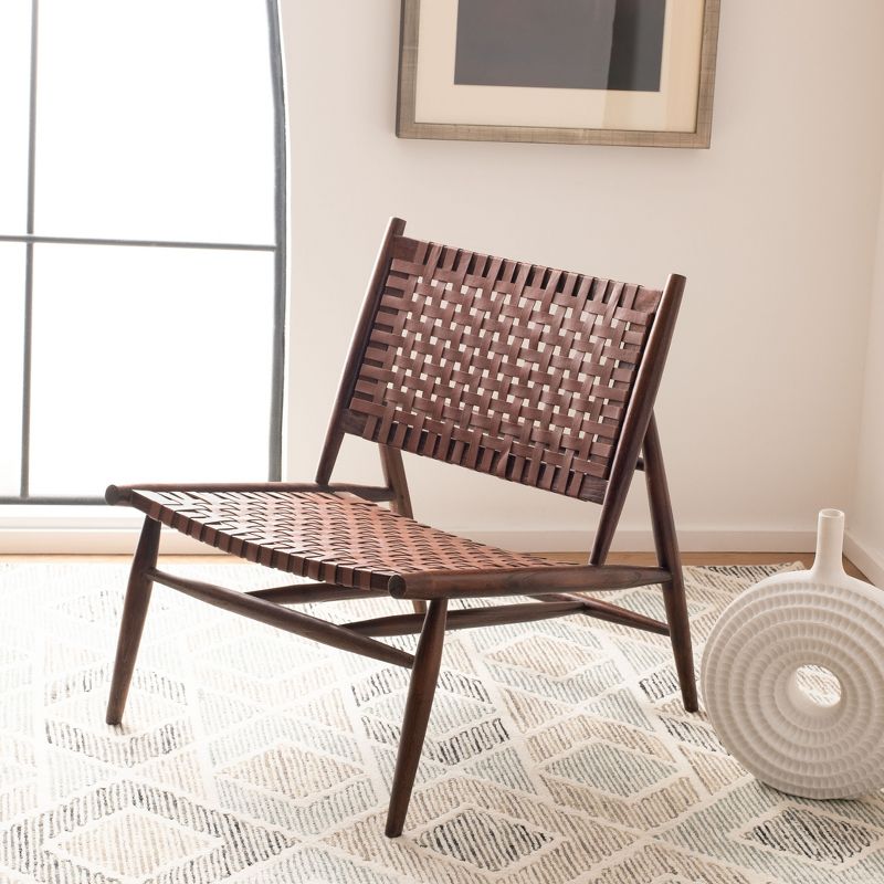 Soleil Leather Woven Accent Chair  - Safavieh, 2 of 13