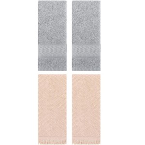 REGALWOVEN 4 Pcs Bathroom Decorative Cotton Soft Absorbent Sold Striped Hand Towel - 1 of 4