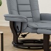 Flash Furniture Bali Contemporary Multi-Position Recliner with Horizontal Stitching and Ottoman with Swivel Mahogany Wood Base in Gray LeatherSoft - 4 of 4
