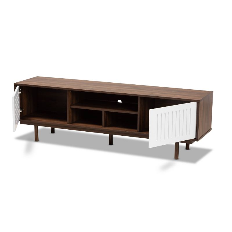 Meike Two-Tone Wood TV Stand for TVs up to 70&#34; Walnut/White - Baxton Studio, 3 of 10