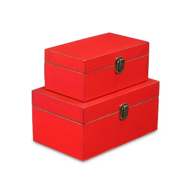 Cheung's Amadeo Set of 2 Wooden Latched Boxes Red