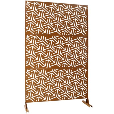 DSVIMOY Outdoor & Indoor Privacy Screen, Freestanding Decorative Privacy Screen for Deck Balcony Patio, Brown, 48"*76"*16"