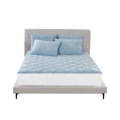 King Size Blue Down Alternative Cooling Mattress Pad