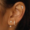 3Pairs 925 Sterling Silver, 14K Gold Plated Small Huggie Hoop Earrings Sets for Multiple Piercing CZ Cartilage Earrings Stacks - 3 of 4