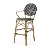 Gulches Outdoor Wicker and Aluminum 29.5" French Barstools, Set of 2, Black, Bamboo Print Finish - 3 of 4