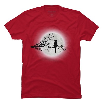 Men's Design By Humans The Cat and The Moon By Maryedenoa T-Shirt