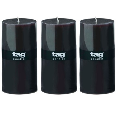 tag Color Studio 3X6 Pillar Black Smokeless Paraffin Wax Burn Time 85 Hours