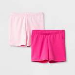 Toddler Girls' 2pk Tumble Shorts - Cat & Jack™ Light Pink/Dark Pink