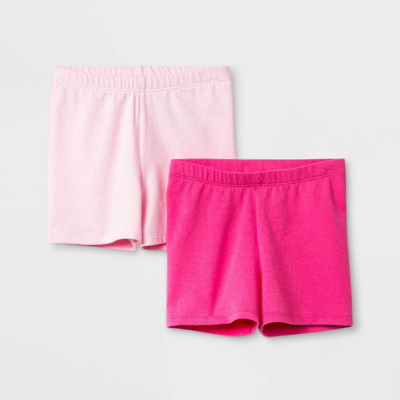 Toddler Girls' 2pk Tumble Shorts - Cat & Jack™ Light Pink/Dark Pink, 1 of 2