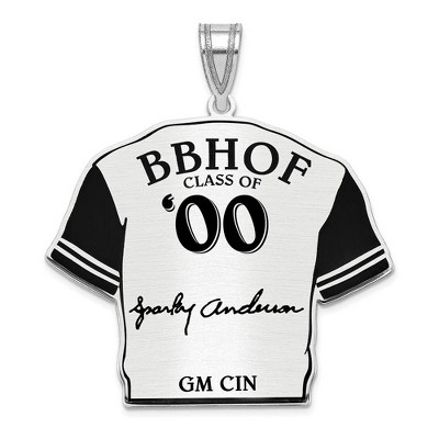 Black Bow Jewelry Sterling Silver Sparky Anderson Signature Enamel Jersey Pendant