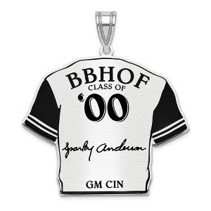 Black Bow Jewelry Sterling Silver Sparky Anderson Signature Enamel Jersey Pendant - 1 of 4