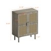 4-Door Rattan Mesh Storage Cabinet, 8-Shelf Sideboard with Diamond Handles for Entryway/Living Room Storage, Natural/Black/Gray - ModernLuxe - 4 of 4