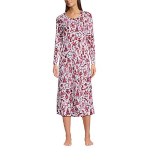 Lands' End Women's Cotton Long Sleeve Midcalf Nightgown - 1 of 3