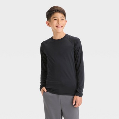 Boys Long Sleeve Fitted Performance Crewneck T shirt All In