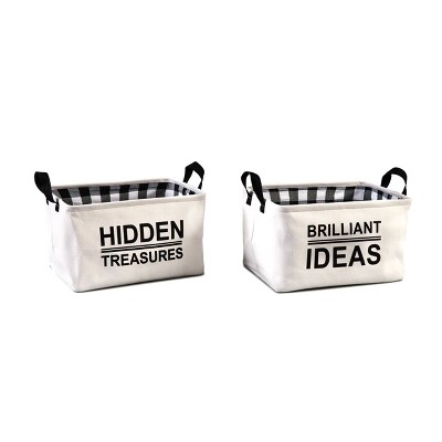 Lakeside Brilliant Ideas and Hidden Treasures Storage Bins with Handles - Set of 2