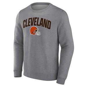 NFL Cleveland Browns Men's Gray Crew Fleece Sweatshirt - 1 of 3