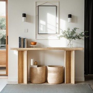 Hommoo Modern Console Table with Crossed Legs Beige - 1 of 4