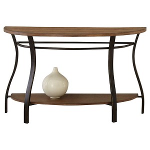 Denise Sofa Table Oak - Steve Silver Co.: Rustic Half Moon Entryway Table with Fixed Shelf - 1 of 4