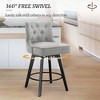 Arceso 26" Swivel Counter Height Bar Stools Set of 2, Modern Bar Stools with Back and Metal Round Footrest, Linen Fabric Upholstered Barstools,Gray - 3 of 4