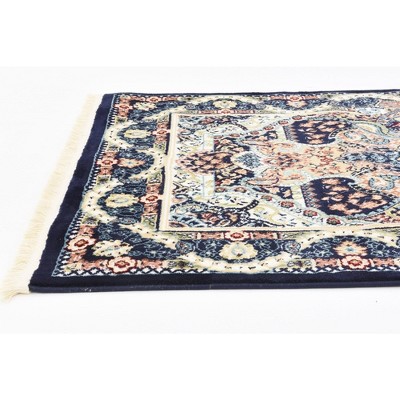 Elegant Navy Blue Handmade 3x5 Synthetic Area Rug