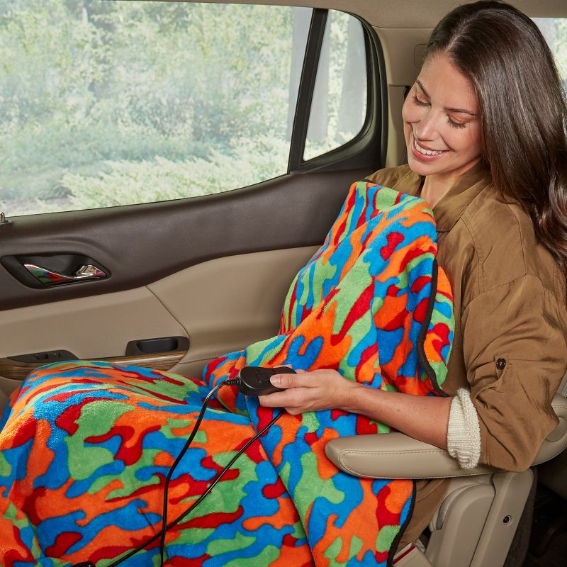 Heated Blanket - Ultra Soft Fleece Throw Powered by 12V Auxiliary Power Outlet for Travel or Camping - Winter Car Accessories by Stalwart (Multi Camo), 5 of 12