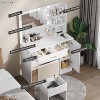 WAYES Makeup Vanity Set with Lighted Mirror, Charging Station, and Storage Stool - 3-Foot Vanity Desk for Bedroom, White - 2 of 4