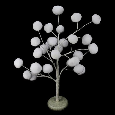 Napco 24" White and Silver Glitter Snowball Christmas Tree Tabletop Decor