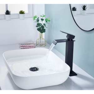 Single-Handle Waterfall Spout Bathroom Faucet, Vanity Sink Faucet with Streamlined Design - 1 of 3