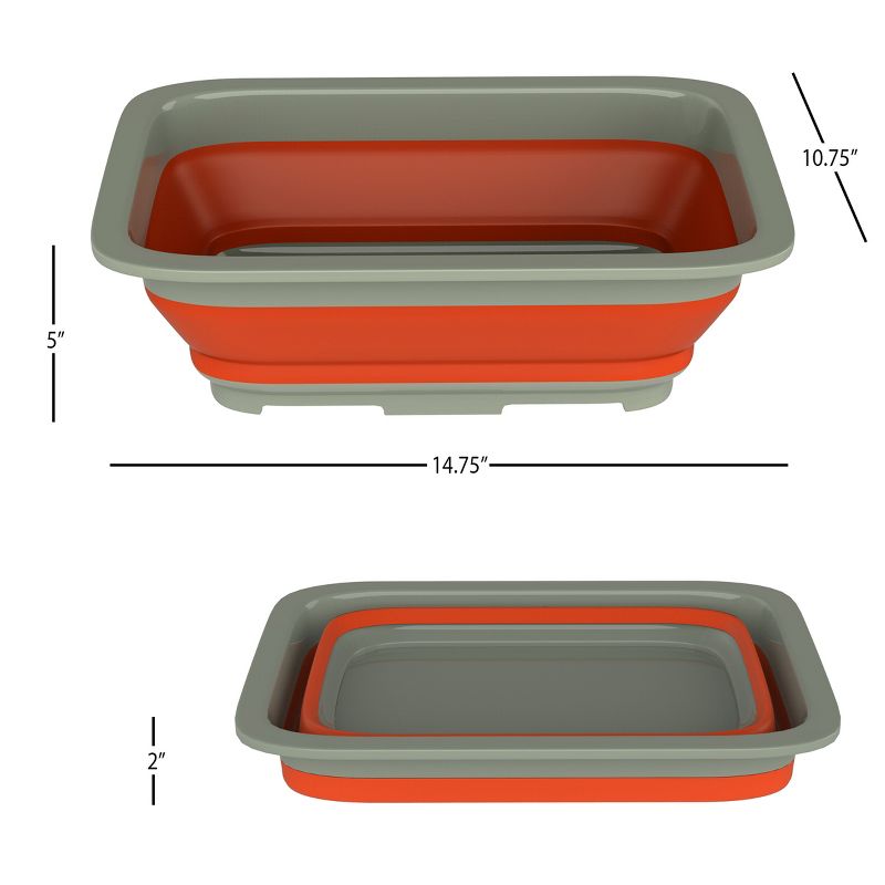 Collapsible Multiuse Wash Bin- Portable Wash Basin/Dish Tub/Ice Bucket with 10 L Capacity for Camping Tailgating More by Wakeman Outdoors (Orange), 2 of 9