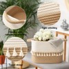 Aoibox Woven Cotton Rope Storage Bins Set of 3 Boho Style Basket with Handles for Clothes Toys White and Jute Decor - 4 of 4