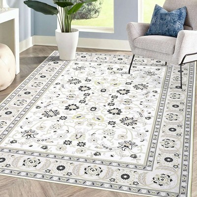 Washable Area Rug Vintage Floral Rug Boho Rug Oriental Floor Cover