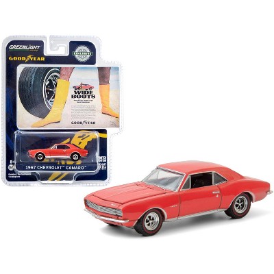 1967 Chevrolet Camaro Orange "Wide Boots" "New Wide Tread Tires from Goodyear" Vintage Ad Cars 1/64 Diecast Model by Greenlight