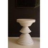 White Stone Composite Round Side Table – 20.5" Tall Modern Accent by Kalalou - 2 of 4