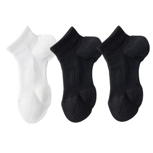 Anna-Kaci 3 Pairs Women's Ankle Athletic Socks Soft Cotton Cushioned Breathable Design with Ribbed Cuffs for Active Casual Wear - 1 of 4