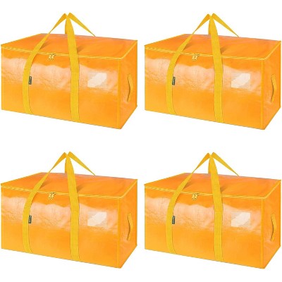 4-Pack Oversized Moving Bags with Reinforced Handles, Heavy-Duty Storage Tote for Clothes, Moving Supplies (Light Yellow)
