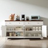 61 Inch TV Stand with Storage Cabinets and Glass Display, Modern Entertainment Center for Living Room, Bedroom, or Office, 61.3” Wide Console - 3 of 4