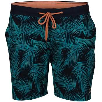 Reel Life Hooked on Palms AOP Branson Swim Trunk Shorts - Anthracite