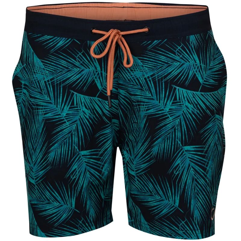 Reel Life Hooked on Palms AOP Branson Swim Trunk Shorts - Anthracite, 1 of 3