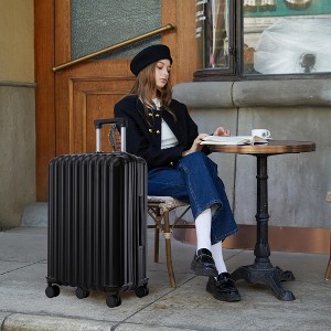 20"/24"/28" 3 pcs/set in ABS Spinner Wheel Luggage, Carry on Suitcase with Cup Holder & USB Port & Phone Holder - 1 of 4