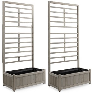 Casafield Wooden Climbing Planter Box - Raised Garden Bed with Trellis Plant Stand for Outdoor, Gray - 1 of 4