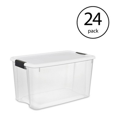 Sterilite 116 Quart Ultra Latching Storage Tote Box Container, Clear (24 Pack)