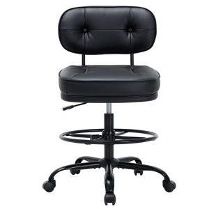 Tall Office Drafting Chair, Drafting Stool for Standing Desk with Footrest Ring, Desk Chair for Home, Office-Black - 1 of 4