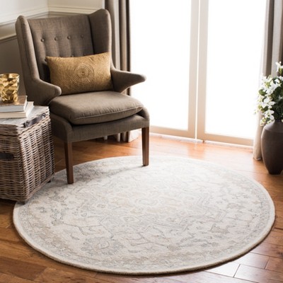 Ivory Medallion Handmade Wool Round Rug - 3 ft. Diameter