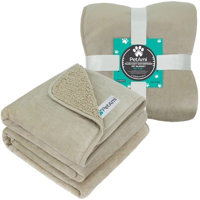 Taupe Queen Size Reversible Sherpa Fleece Pet Blanket