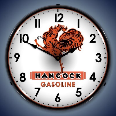 Collectable Sign & Clock | Hancock Gas LED Wall Clock Retro/Vintage, Lighted - Great For Garage, Bar, Mancave, Gym, Office etc 14 Inches