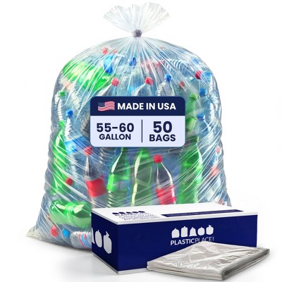 Plasticplace 55-60 Gallon Contractor Bags, Clear (Case of 50)